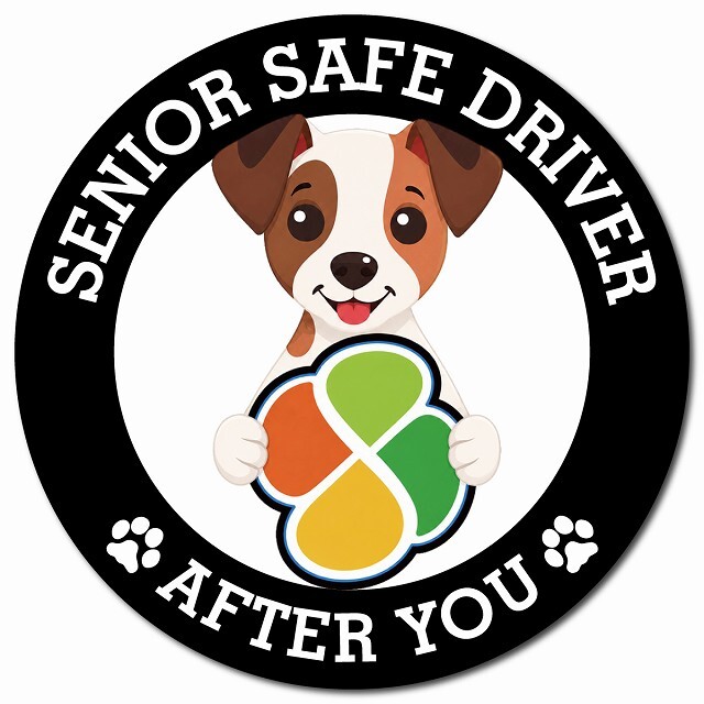 カーサイン 高齢者マーク SENIOR SAFE DRIVER ジャックラッセルテリア マグネット 強力 直径13cm 肉球 日本製 車 ステッカー