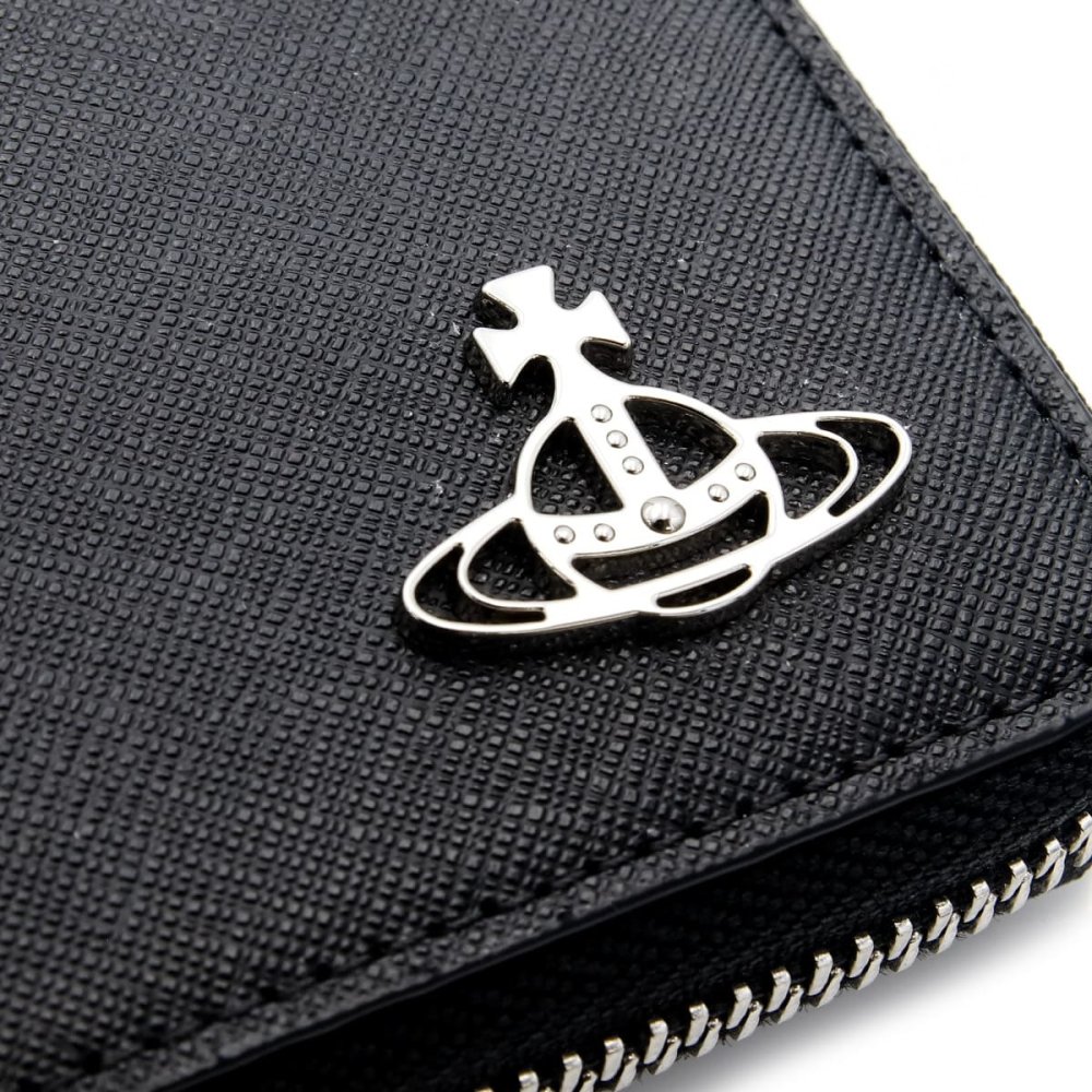 ヴィヴィアンウエストウッド 財布 二つ折り財布 メンズ レディース Vivienne Westwood 51010043 L001N LA N402 ブラック サフィアーノ 本革 ラウンドファスナー 小銭入れあり オーブ ロゴ コンパクト