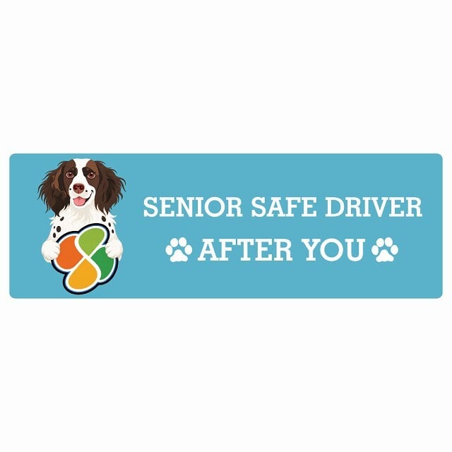 カーサイン 高齢者マーク SENIOR SAFE DRIVER スモールミュンスターレンダー ステッカー シール 長方形 20x6.7cm 肉球 日本製 車