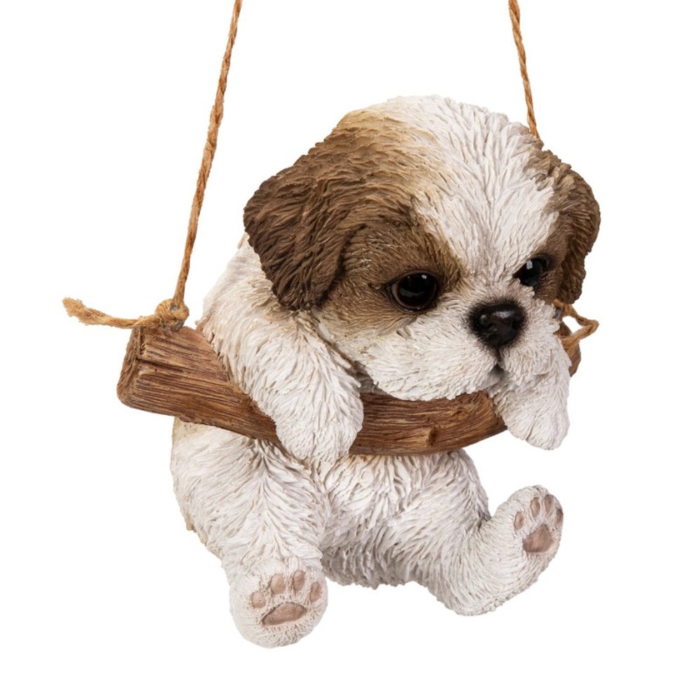 置物 woobia ウービア 犬 小型犬 シーズー ぶら下がり 高さ13cm オーナメント 子犬 茶白 リアル 本物そっくり イギリス生まれ 職人手彩色 縁起物 戌年 玄関 インテリア 新築祝い 引っ越し祝い 開店祝い 出産祝い 誕生日 お祝い ギフト プレゼント 犬好き シーズー好き