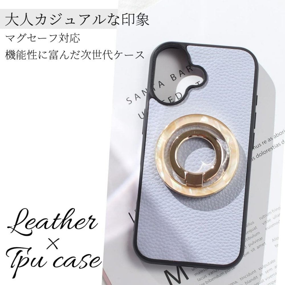 iphone ケース リング付き レザー iphone17 iphone16 iphone15 iphone14 iphone13 pro SE MagSafe マグセーフ マグネット べっ甲 シェル くすみカラー 可愛い アイフォン 17 16 15 14 13 se3 magsafe対応 スマホリング スタンド 17pro 16pro 15pro 13mini 落下防止 送料無料