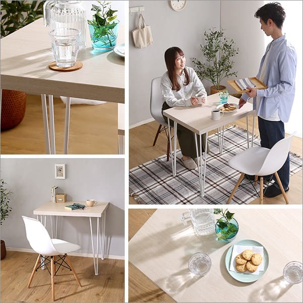 1人用テーブル 一人用テーブル カフェテーブル 幅75cm 奥行56cm 高さ73cm ホワイトオーク柄 ダイニングテーブル コーヒーテーブル 作業テーブル 2人用 一人暮らし おしゃれ