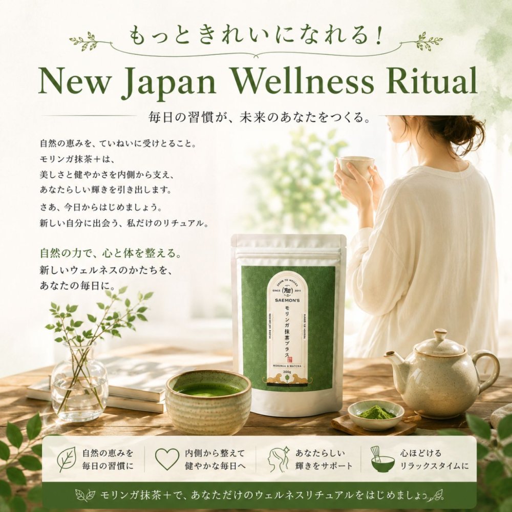 【モリンガ×抹茶】SAEMON's モリンガ抹茶プラス 200g スーパーフード モリンガ 粉末 国産抹茶 90種以上の栄養素 GABA ポリフェノール 食物繊維 美容 健康 朝食置き換え プロテイン スムージー ギフト