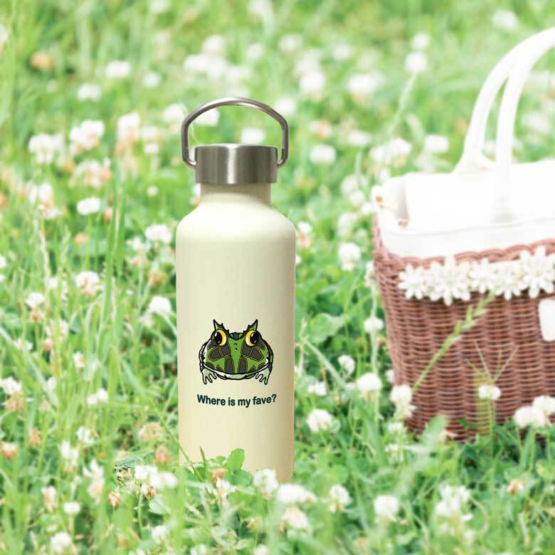クランウェルツノガエル かわいい 取っ手付きマグボトル おしゃれ 290ml 保温 保冷 ステンレス マグボトル 取っ手付き 真空 断熱 二重構造 ボトル タンブラー 水筒 マイボトル オリジナル カエル ツノガエル 両生類 爬虫類 ペット 動物 アニマル