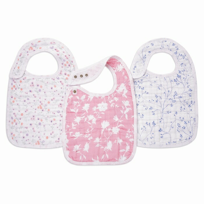 スタイ ビブ 3枚セット 出産祝い aden+anais エイデンアンドアネイ モンフルール よだれかけ スナップビブ コットン100% ダブルガーゼ3層 大きめ 洗える 離乳食 お食事エプロン ベビー 新生児 サイズ調整 内祝い 出産内祝い 女の子 ギフト 双子 2人目 きょうだい プレゼント