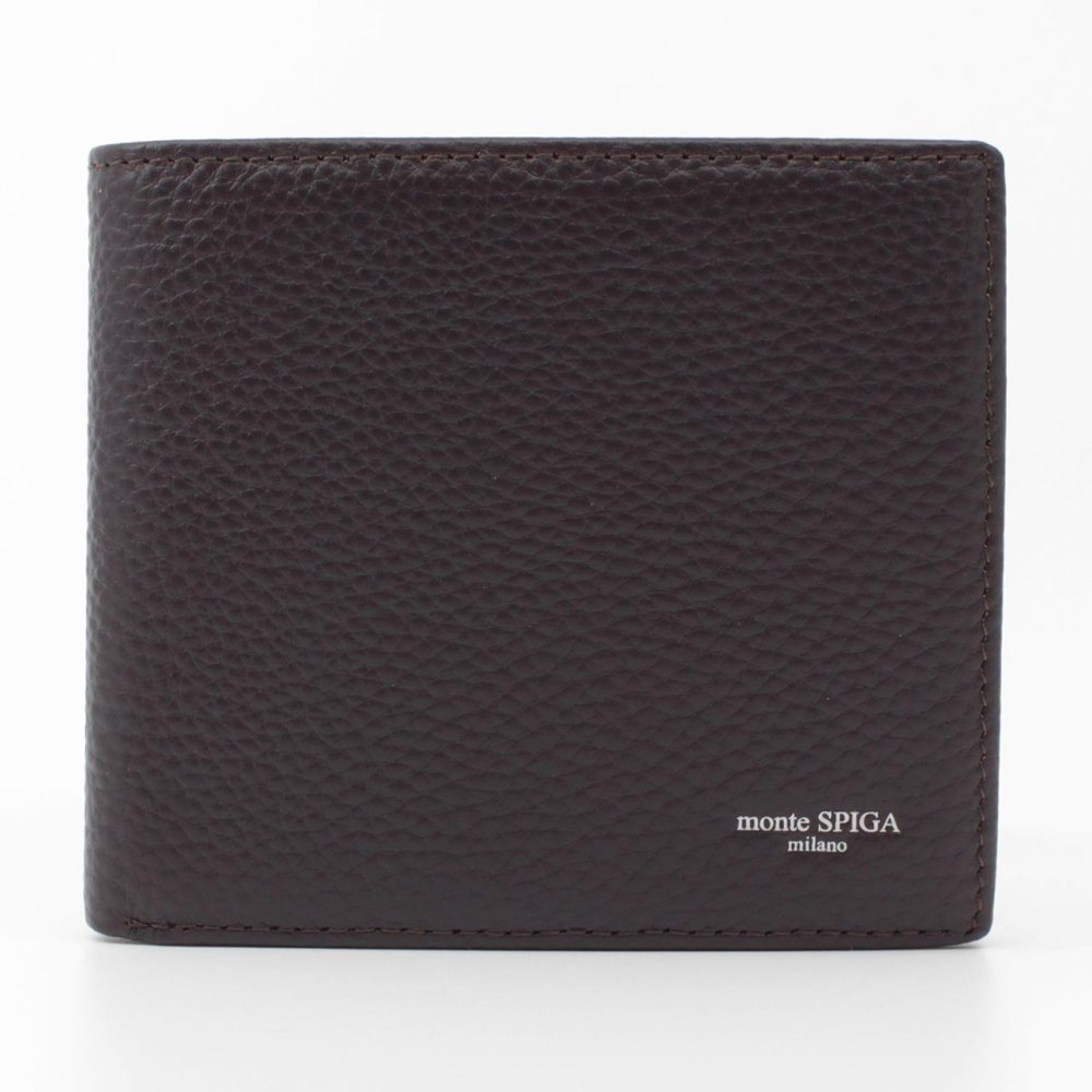 モンテスピガ　monte SPIGA　二つ折り財布　MOSMSP104DBR　ダークブラウン　濃茶　シュリンクレザー　牛革　ウォレット