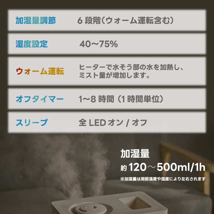 上部給水 ハイブリッド加湿器 エルモイストプラス 5L 加湿器 おしゃれ 【選べる特典付】 QUADS 最大14畳 湿度設定 超音波式 加熱 LEDライト 可愛い 大容量 アロマ対応 上から給水 うるおい 加湿 乾燥対策 インテリア リビング オフィス 寝室 冬家電 かわいい シンプル 新生活