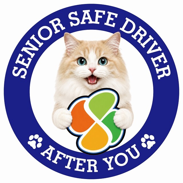 カーサイン 高齢者マーク SENIOR SAFE DRIVER ラガマフィン ステッカー シール 直径13cm 肉球 日本製 車