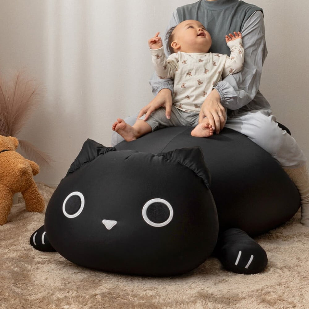 ペット家具 ペット用品 ビーズクッション アニマルクッション 約130×60×50cm 特大 巨大 大きい 大きめ くま クマ ねこ ネコ 黒猫 動物