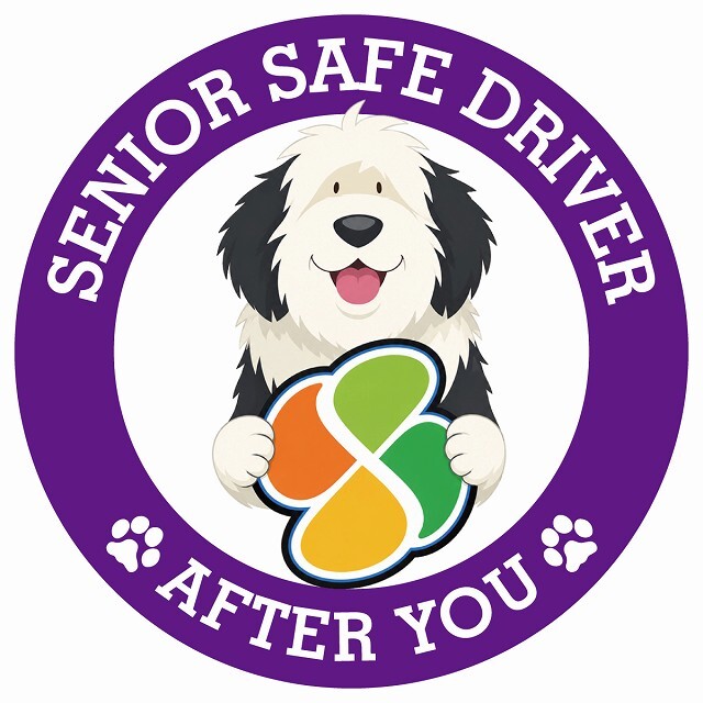 カーサイン 高齢者マーク SENIOR SAFE DRIVER オールドイングリッシュシープドッグ ステッカー シール 直径13cm 肉球 日本製 車