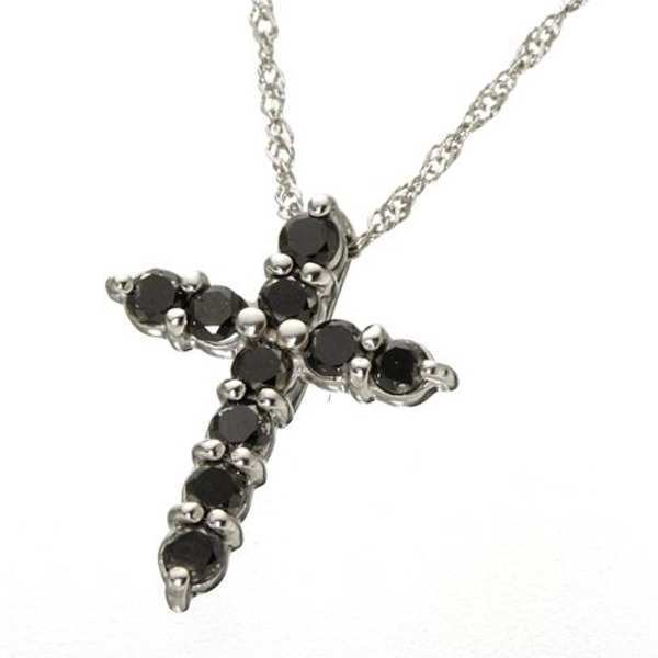 ネックレス K18 ブラックダイヤモンド 0.3ct クロス ペンダント 18金 ゴールド メンズ レディース 十字架 天然石 ジュエリー アクセサリー ギフト プレゼント