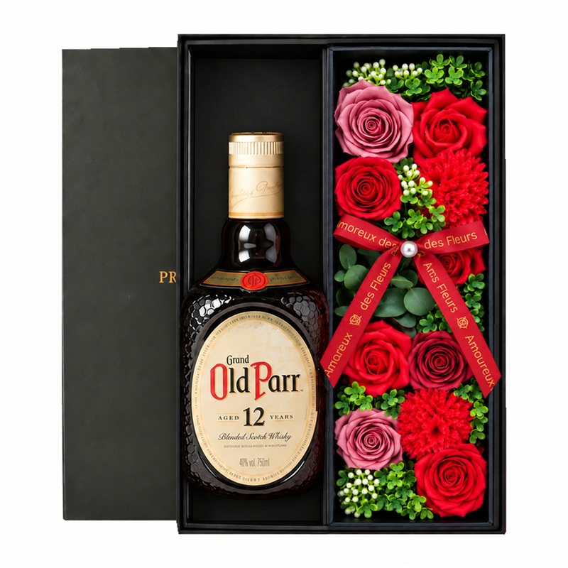 オールドパー 12年 750ml セット ギフト お酒 ウィスキー品 お正月 贈呈 昇進 開業 プレゼント ソープフラワー フラワーボックス 花 お花 定年退職 還暦祝い 退職祝い 男性 女性 お祝い 古希 喜寿 傘寿 米寿 卒寿 白寿 百寿