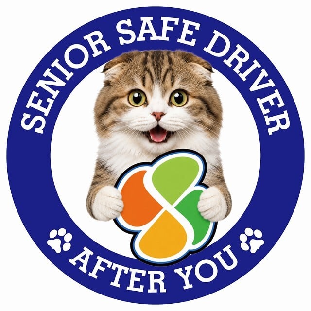 カーサイン 高齢者マーク SENIOR SAFE DRIVER ハイランドフォールド ステッカー シール 直径13cm 肉球 日本製 車