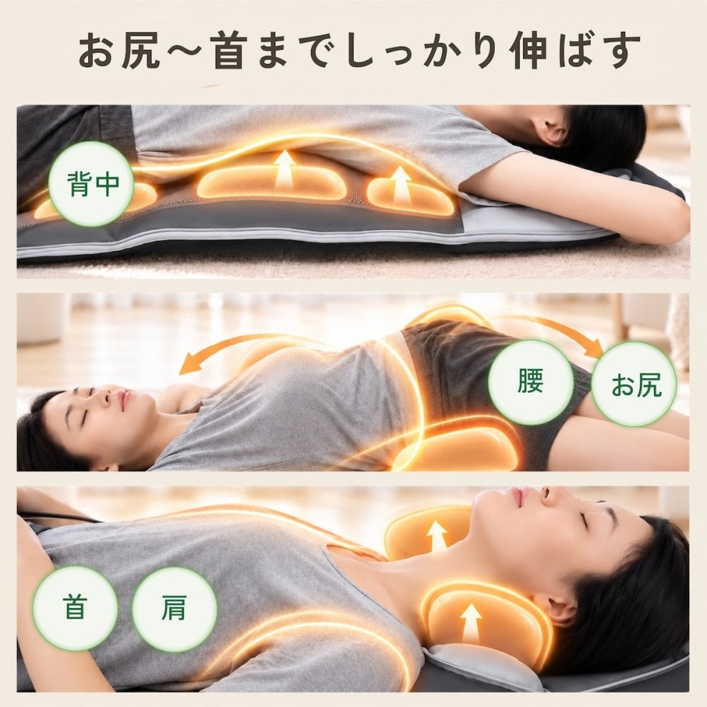 メディサナ ストレッチエアマット NEO medisana   寝ながら 寝たまま 全身ストレッチ エアーストレッチマット電動首 肩 肩甲骨 背中 腰 お尻 エアバッグ ヒーター 温熱 ストレッチ器具 リモコン タイマー 折りたたみ コンパクト 収納 自宅 ギフト プレゼント