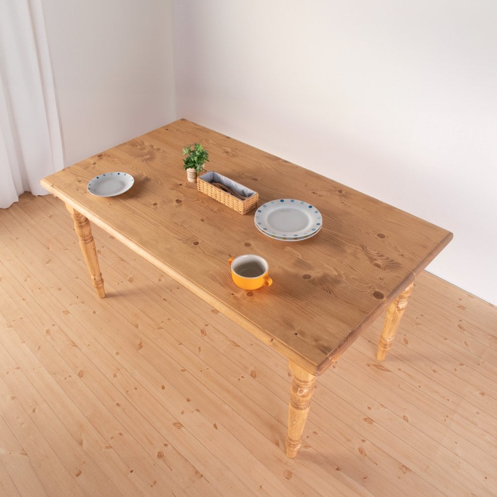 ダイニングテーブル FARMER 無垢材 パイン材 天然木 W150×D85×H72cm(引出の内寸:W36×D27.5×H 食卓テーブル 木製 食卓机 リビング ダイニング ライトブラウン おしゃれ 新生活