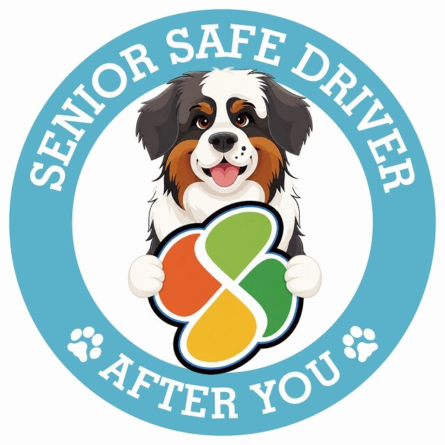 カーサイン 高齢者マーク SENIOR SAFE DRIVER セントバーナード ステッカー シール 直径13cm 肉球 日本製 車