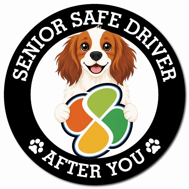 カーサイン 高齢者マーク SENIOR SAFE DRIVER コーイケルホーンディエ マグネット 強力 直径13cm 肉球 日本製 車 ステッカー