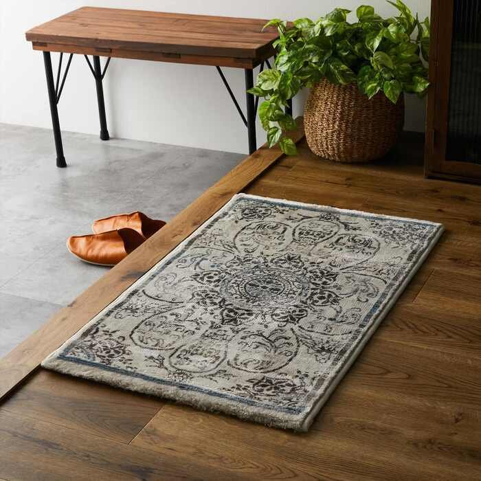玄関 屋内 屋外 輸 入 ネカル アイボリー 約50×80cm 長方形 民族調 エスニック モダン シンプル オールシーズン 丈夫 50×80cm ノーア