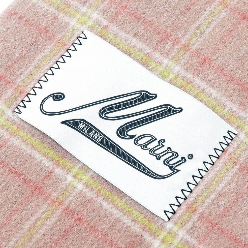 マルニ MARNI マフラー レディース SCMC0144Y0 UAW060 CHN26 ROSA ピンク チェック柄 ウール ウールブレンド ストール スカーフ ロゴ フリンジ モヘア アルパカ 防寒 秋冬 ブランド