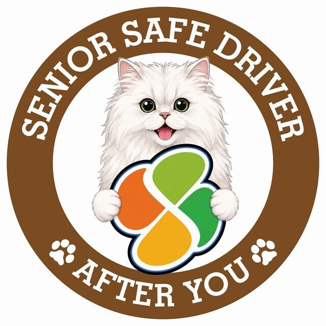 カーサイン 高齢者マーク SENIOR SAFE DRIVER ペルシャ ステッカー シール 直径13cm 肉球 日本製 車