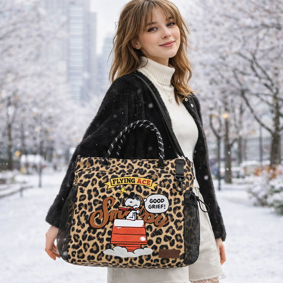 OUTDOORPRODUCTS ピーナッツ 2wayロープショルダーバッグ 斜め掛け トートバッグ 普段使い 男女兼用 メンズ レディース ギフト プレゼント ブラック odb038