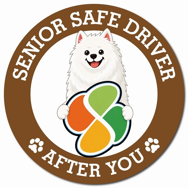 カーサイン 高齢者マーク SENIOR SAFE DRIVER サモエド マグネット 強力 直径13cm 肉球 日本製 車 ステッカー