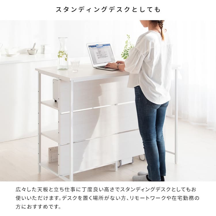 キッチンカウンター ゴミ箱収納 間仕切り レンジラック Salus ごみ箱上 ラック レンジ台 レンジボード 大型レンジ対応 家電収納 ハイテーブル 収納 ごみ箱収納ラック キッチンテーブル カウンターテーブル 新生活