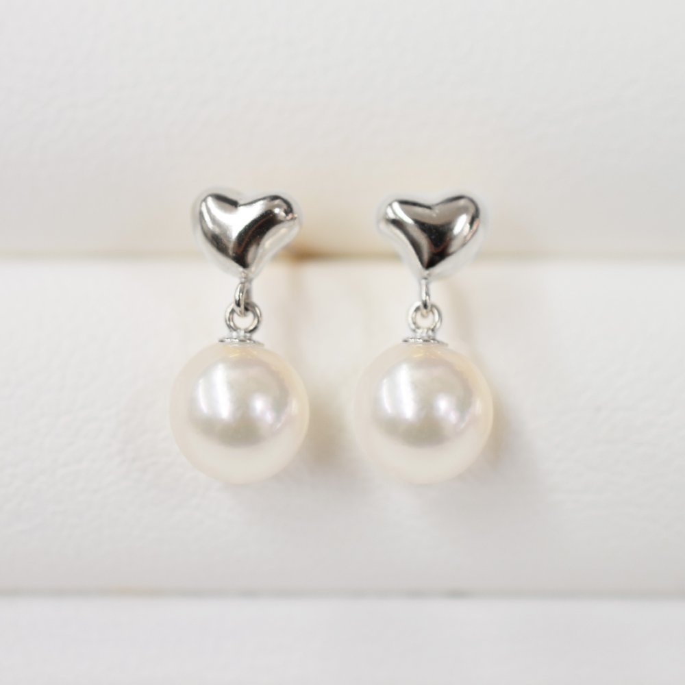 ［pearl305］ホワイトピンク 5.5mm - 6mm ハート ピアス あこや真珠 天草 熊本 日本産