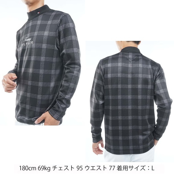 トミーヒルフィガー ゴルフ メンズ スムース裏起毛 チェック柄 長袖ハイネックシャツ TOMMY HILFIGER THMA672 2026年秋冬モデル お誕生日祝い お祝い 記念品 お父さん 父の日 彼氏 男性 30代 40代 50代 60代  還暦祝い 敬老の日 人気プレゼント プレゼント
