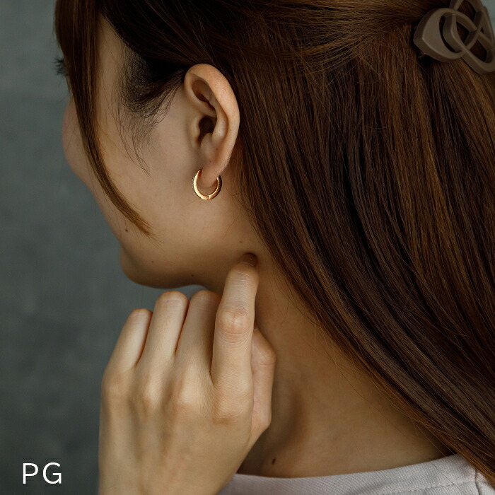 フープピアス レディース 中折れ ハーフエタニティ キュービックジルコニア 8石 2mm×15mm 金属アレルギー 医療用 サージカル ステンレス 大人 上品 エレガント マスク ひっかからない プレゼント