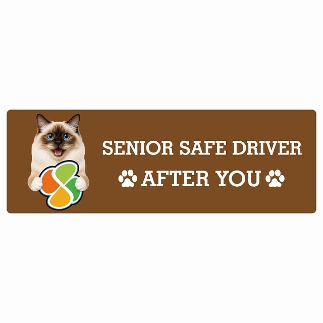 カーサイン 高齢者マーク SENIOR SAFE DRIVER バーマン ステッカー シール 長方形 15x5cm 肉球 日本製 車