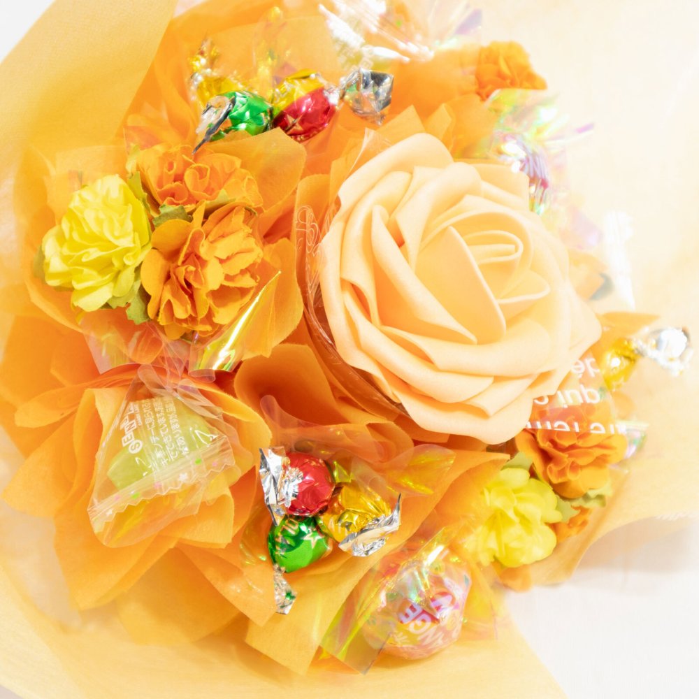 キャンディー フラワー ブーケ 花 造花 プレゼント 卒業 卒園 オレンジ むらさき ピンク 赤 水色 青 黄緑 黄色 誕生日 女性 祖母 友達 退職祝い 上司 還暦祝い 結婚記念日 母の日 両親 発表会 贈り物 送別会 歓迎会 送料無料 