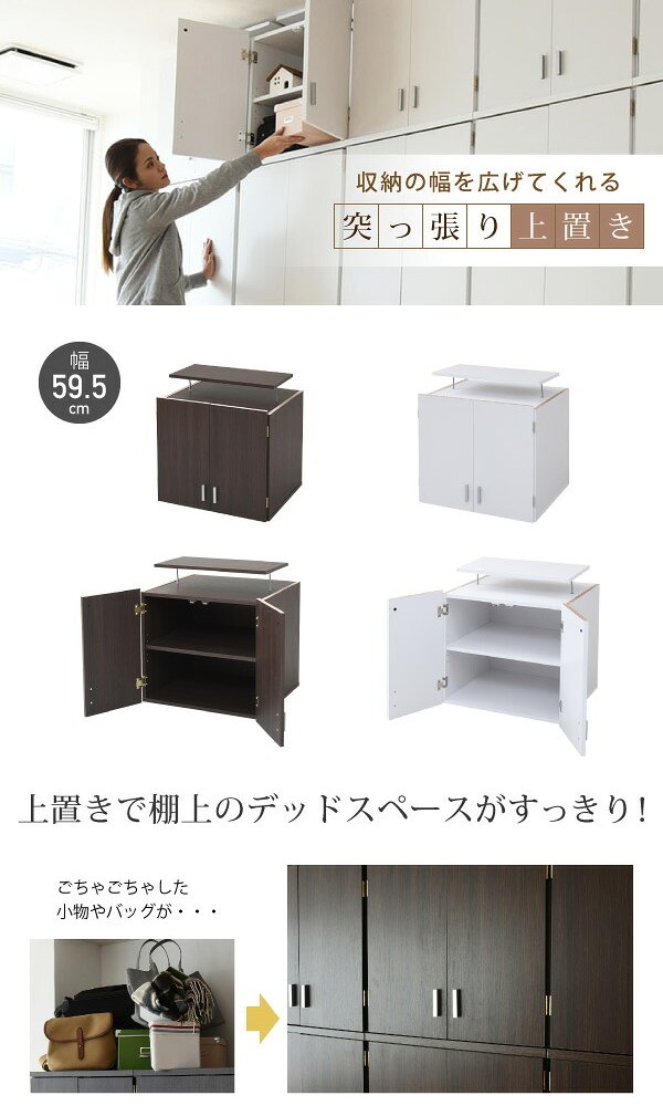 ロッカー シリーズ 上置き 棚 単品 幅60 天井 つっぱり 収納 クローゼット 衣類収納 服 洋服 衣類 天袋 上棚 アイデア 収納術 一人暮らし