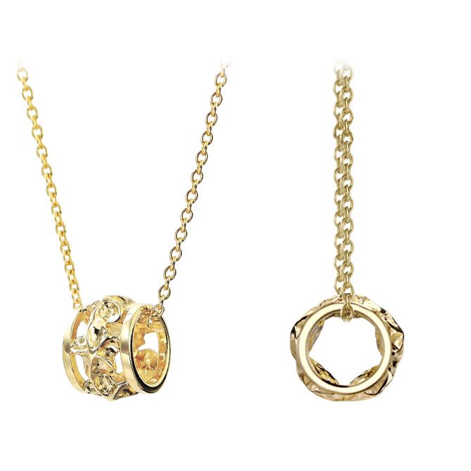 ゴールド ネックレス ハワイアンジュエリー ネックレス イエローゴールド バレル 樽 プルメリア 透かし模様 14K K14イエローゴールド K10 10Kあずきチェーン太0.7mm ギフトラッピング可能 彼女 妻 女性 レディース プレゼント ハロウィン 【品番：CG-GP105】