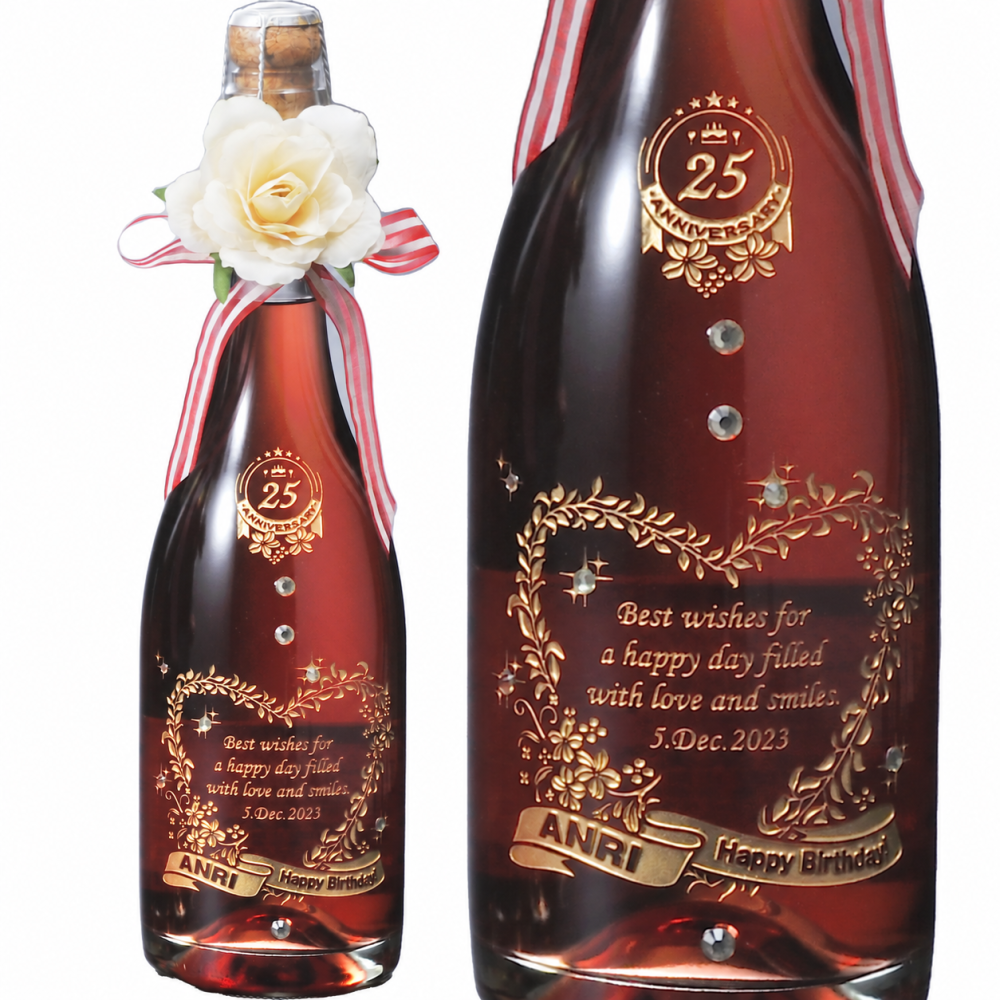 クリスマス 名入れ SXX 国産 スパークリングワイン シャトー・メルシャン 日本のあわ ロゼ 720ml デコ仕上げ リボン・コサージュ付 布張りBOX入り / プレゼント ギフト 退職 記念 誕生日 還暦 長寿 祝い