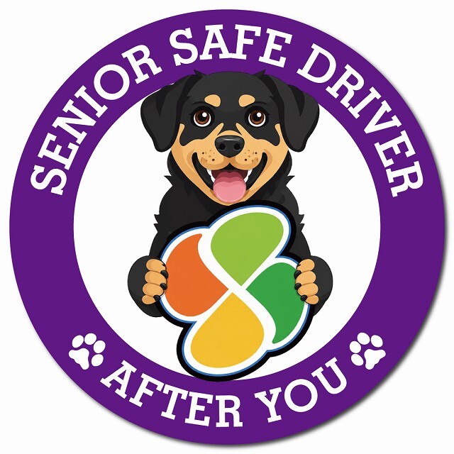 カーサイン 高齢者マーク SENIOR SAFE DRIVER ロットワイラー マグネット 強力 直径13cm 肉球 日本製 車 ステッカー