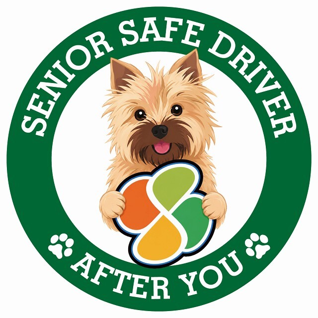 カーサイン 高齢者マーク SENIOR SAFE DRIVER ノーリッチテリア ステッカー シール 直径13cm 肉球 日本製 車