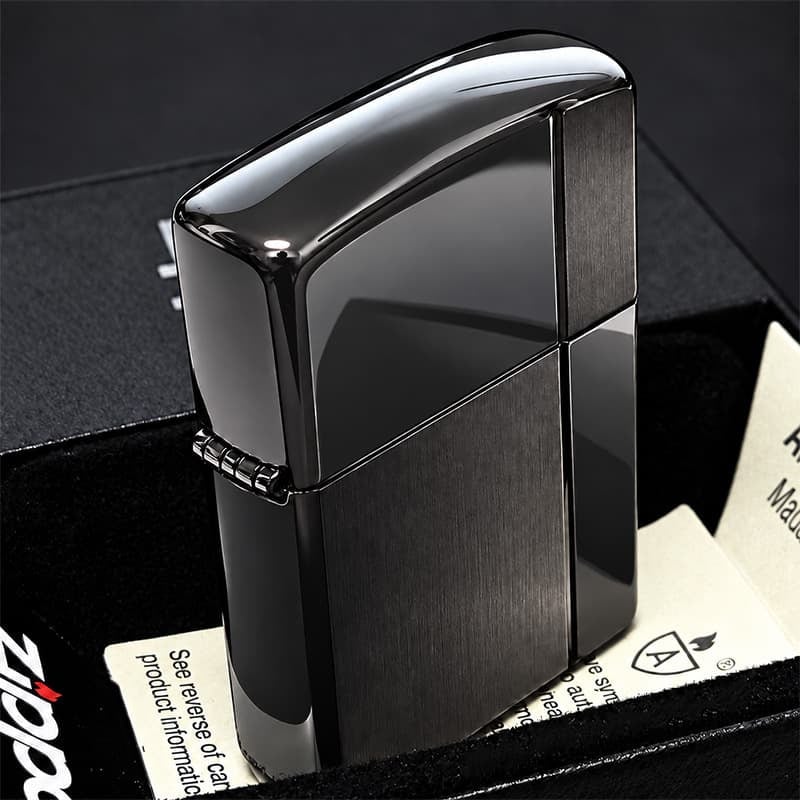 ZIPPO アーマー ジッポ ライター サテン＆ミラー スタンダード 彫刻 両面加工 ブラック かっこいい ギフト 重厚 動画有り シンプル おしゃれ 高級 メンズ プレゼント