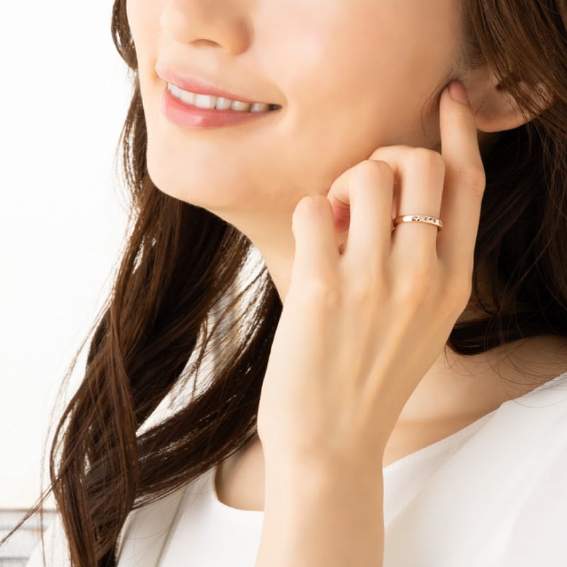セミ オーダーメイド リング 誕生石 1.5mm 5石 Ties K10 K18 10K 18K 10金 18金 プラチナ 女性 レディース 誕生日 記念日 プレゼント ギフト 誕生日プレゼント ファミリーリング 刻印 名入れ 20代 30代 40代 妻 彼女 天然石 ダイヤモンド ルビー ゴールド ピンクゴールド イエローゴールド 選べる アクセサリー アレルギー対応 金属アレルギー