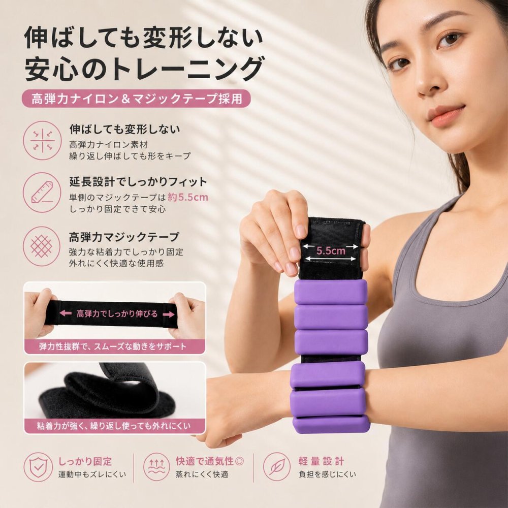 リストウェイト アンクルウェイト 0.5kg×2 1kg×2 手首 足首 ウェイトバンド 筋トレ ウォーキング ダイエット フィットネス リハビリ 男女兼用