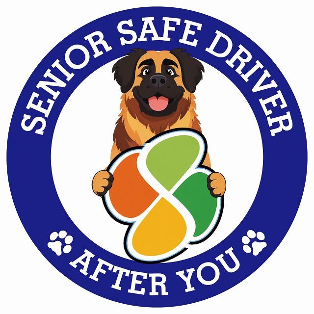 カーサイン 高齢者マーク SENIOR SAFE DRIVER レオンベルガー ステッカー シール 直径13cm 肉球 日本製 車