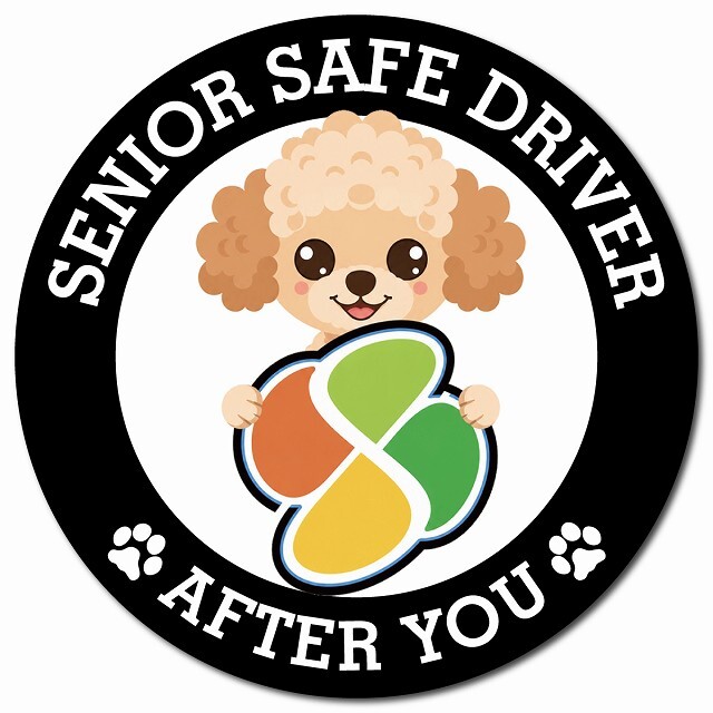 カーサイン 高齢者マーク SENIOR SAFE DRIVER チワプー マグネット 強力 直径13cm 肉球 日本製 車 ステッカー