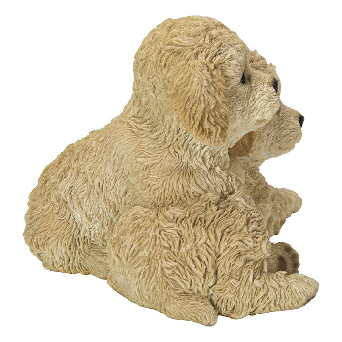 置物 犬 二匹プードル 幅20.8cm woobia ウービア いぬ リアル かわいい おしゃれ 玄関 インテリア オブジェ ガーデン トイプードル 子犬 動物 アニマル 癒し 棚 北欧 プレゼント ギフト 新築祝い 犬好き