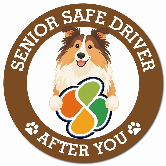 カーサイン 高齢者マーク SENIOR SAFE DRIVER ラフコリー マグネット 強力 直径13cm 肉球 日本製 車 ステッカー