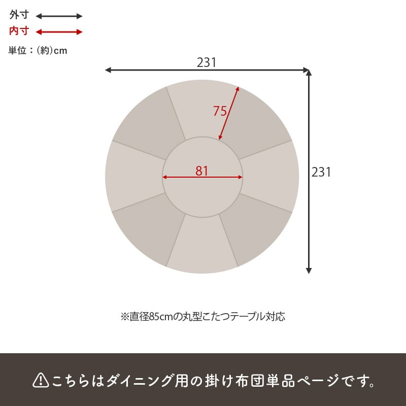ハイタイプ用うす掛け布団 モクモク (約)φ81×高さ75cm 省スペース ダイニング ポリエステル ケーブルニットのセーターのような立体的なデザインがおしゃれな薄掛け布団 ヒーターのリモコンを入れるポケット付き 洗濯可能 グレージュ アイボリー