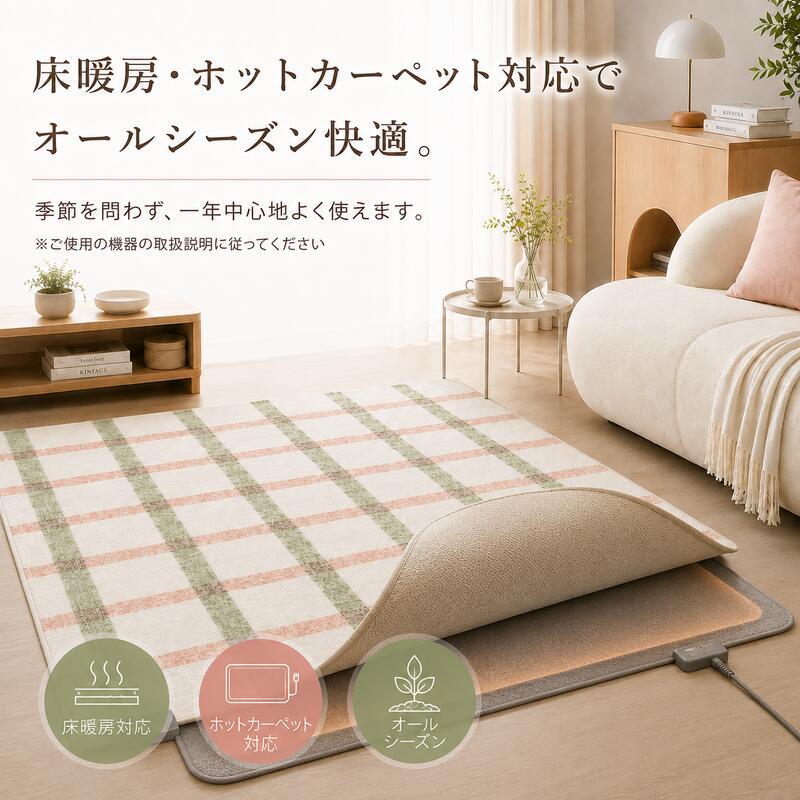 韓国ラグ チェック柄 洗える ラグマット 滑り止め付き 100×150cm 130×190cm 190×190cm 3サイズ 薄手 約5mm マイクロファイバー 韓国インテリア 北欧 おしゃれ かわいい パステル ピンク グリーン ペット オールシーズン