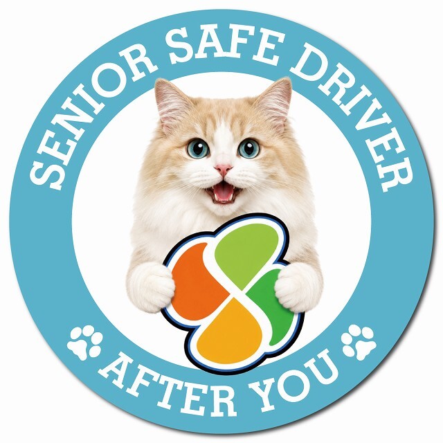カーサイン 高齢者マーク SENIOR SAFE DRIVER ラガマフィン マグネット 強力 直径13cm 肉球 日本製 車 ステッカー
