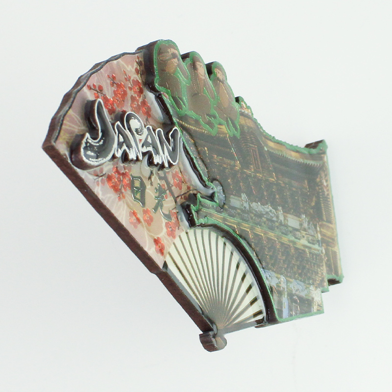 木製フレームマグネット 日光（扇子） 立体マグネット 3D お土産 日本 土産 souvenir JAPAN Magnets ご当地 外国人 スーベニア ジャパン
