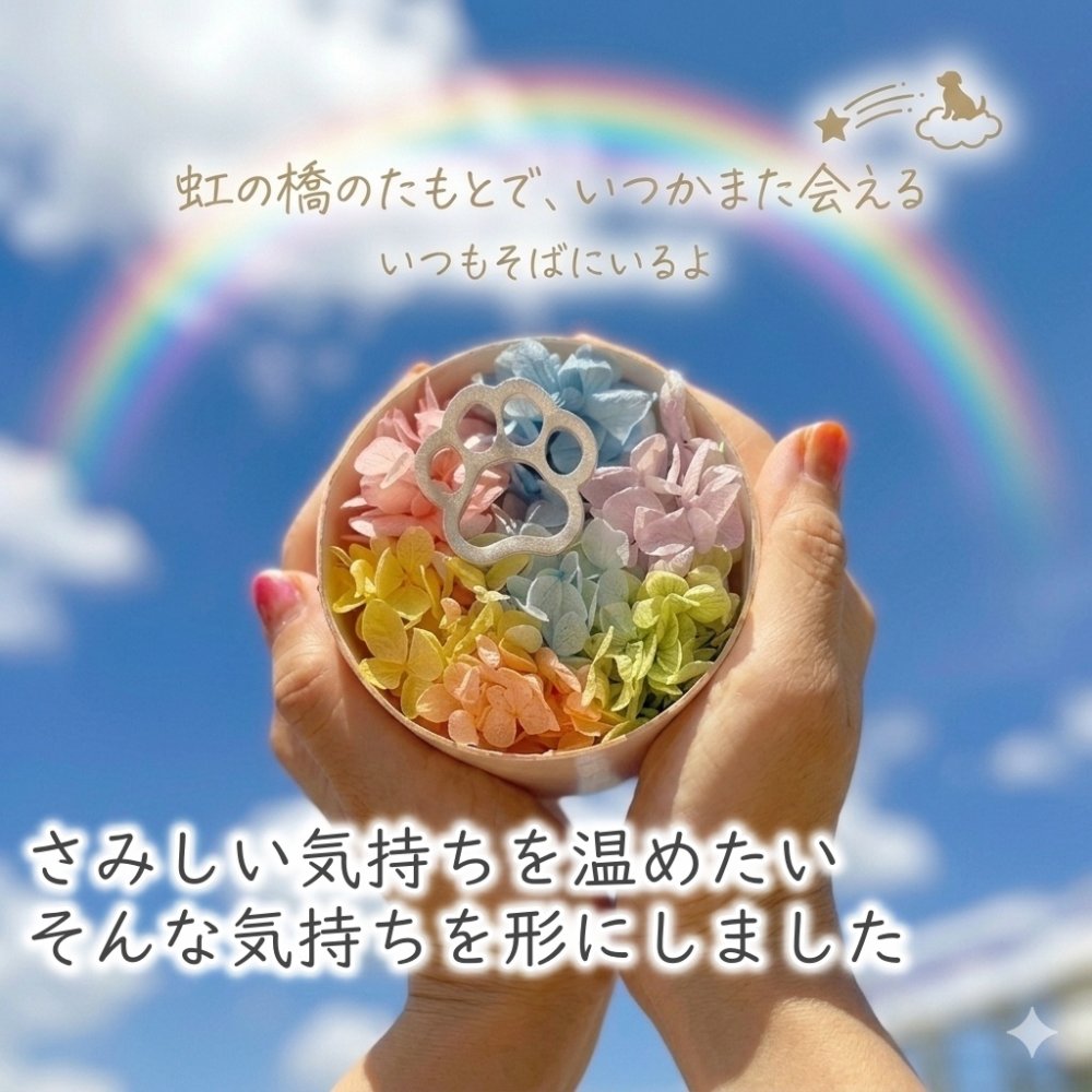 買って被災地応援!15時即日出荷 プリザーブドフラワー  (ミニョン)  ペット 法事 亡くなった 仏花  お供え 位牌花 写真付き 遺影 ペット用 仏具 虹 猫 犬 鳥 ハムスター1周忌 お悔み 供養  3回忌 13回忌 小さめ 虹の橋