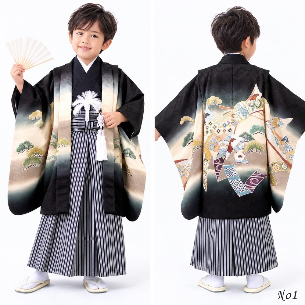 七五三 着物 男の子 5歳 袴 PO-120 購入 販売 鷹兜松 鷹 兜 男児 753 羽織袴 羽織 袴セット 男の子袴 セット 和装 レトロ 龍 子供 五歳 5才 お正月 ボーイズ